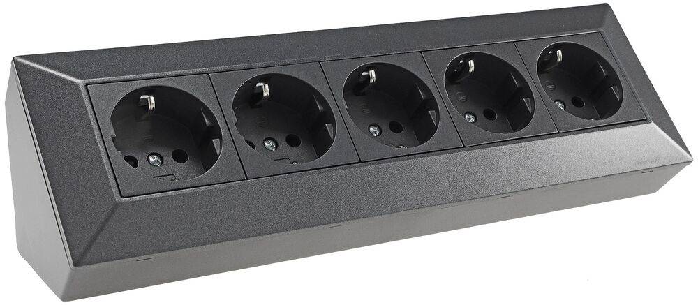 ChiliTec 23644 5-fach Steckdosenblock, anthrazit 250V~/ 16A, Aufbaumontage