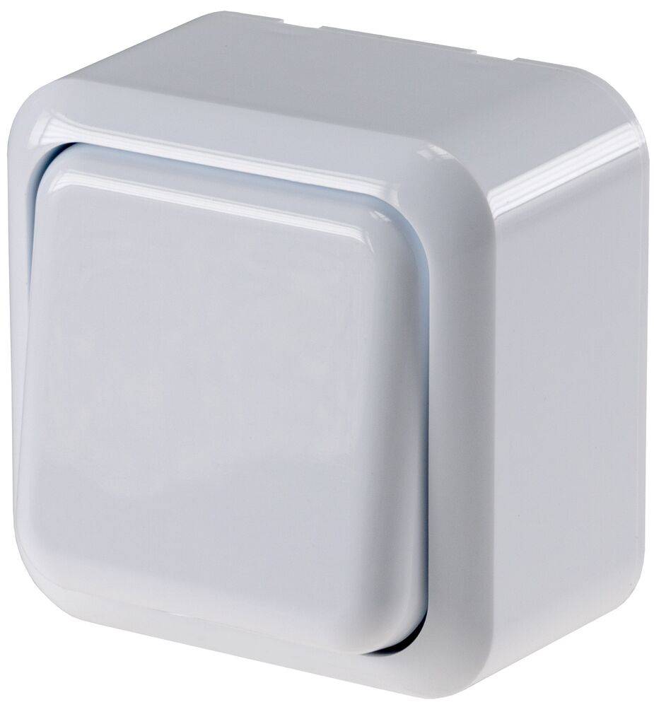 ChiliTec 23812 FASKO Wechsel-Schalter, AP, Weiß 250V~/ 10A, Aufputz, Schraubanschluss