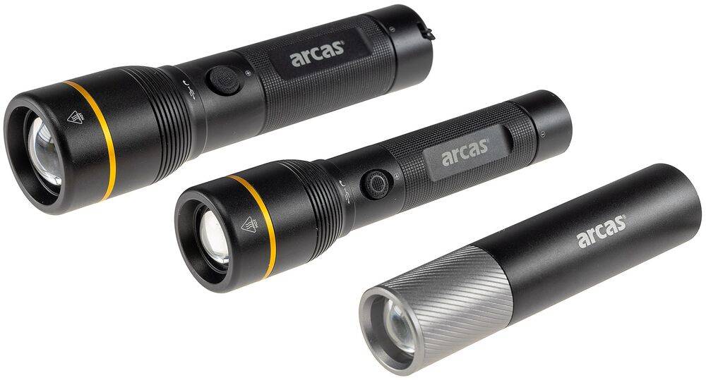 ChiliTec 23979 LED-Taschenlampe ARCAS mit Akku 3W 300lm, Zoom