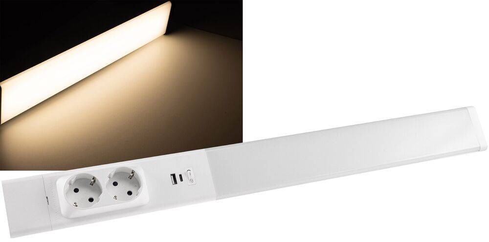ChiliTec 23907 LED Unterbauleuchte "Arusha", weiß USB A+C PD, 60cm, Licht warmweiß
