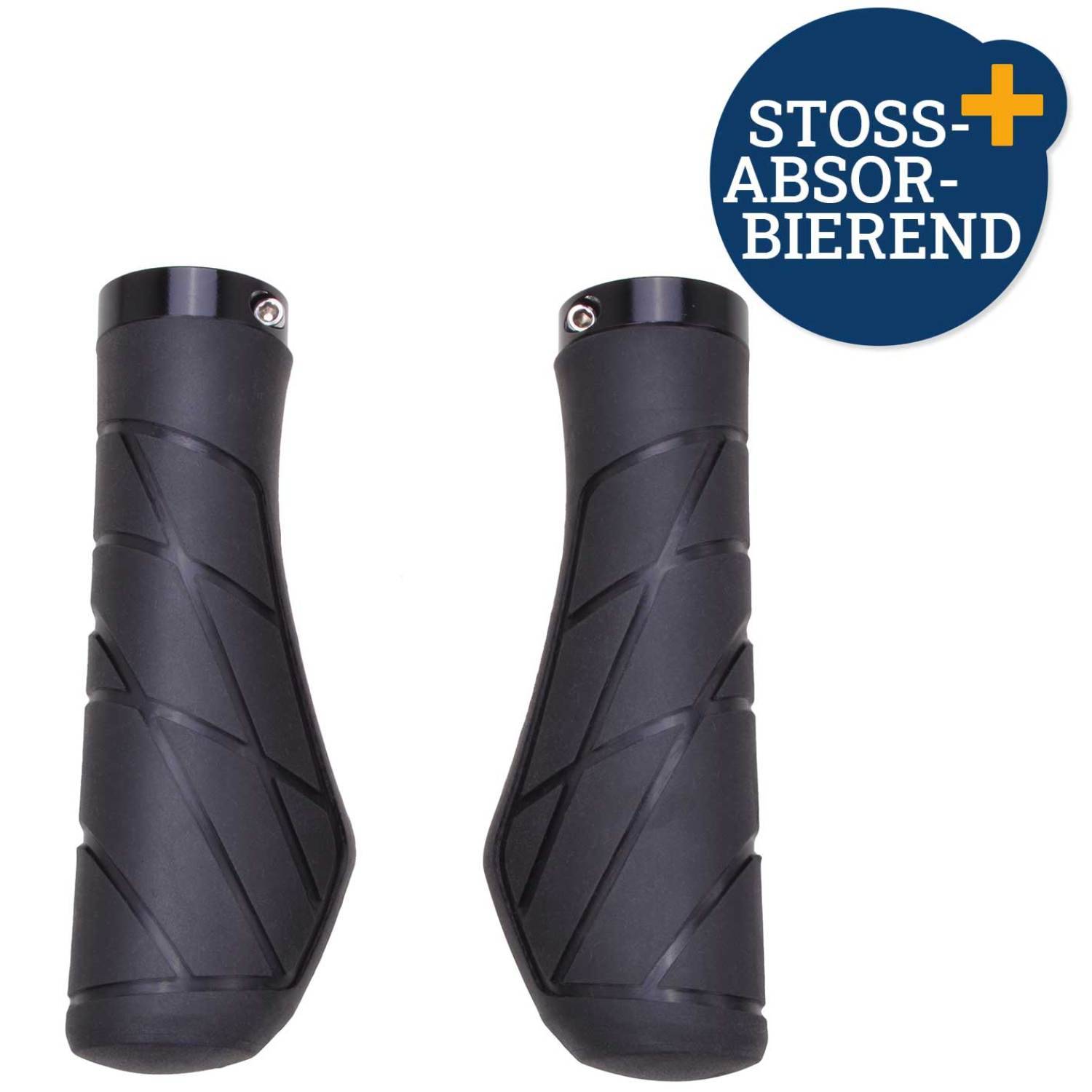 Set Fahrradgriffe Ergo-Grip Antirutsch 135mm Schwarz