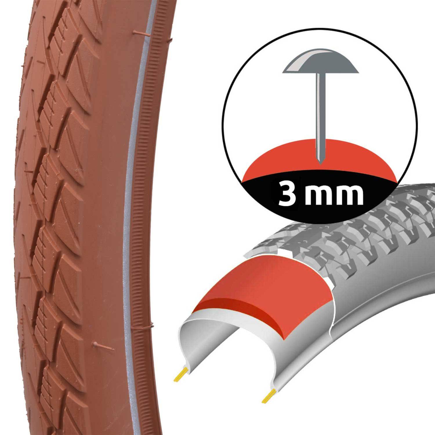 Fahrrad-Reifen Braun Retro Style 28" 40-622 Pannensicher