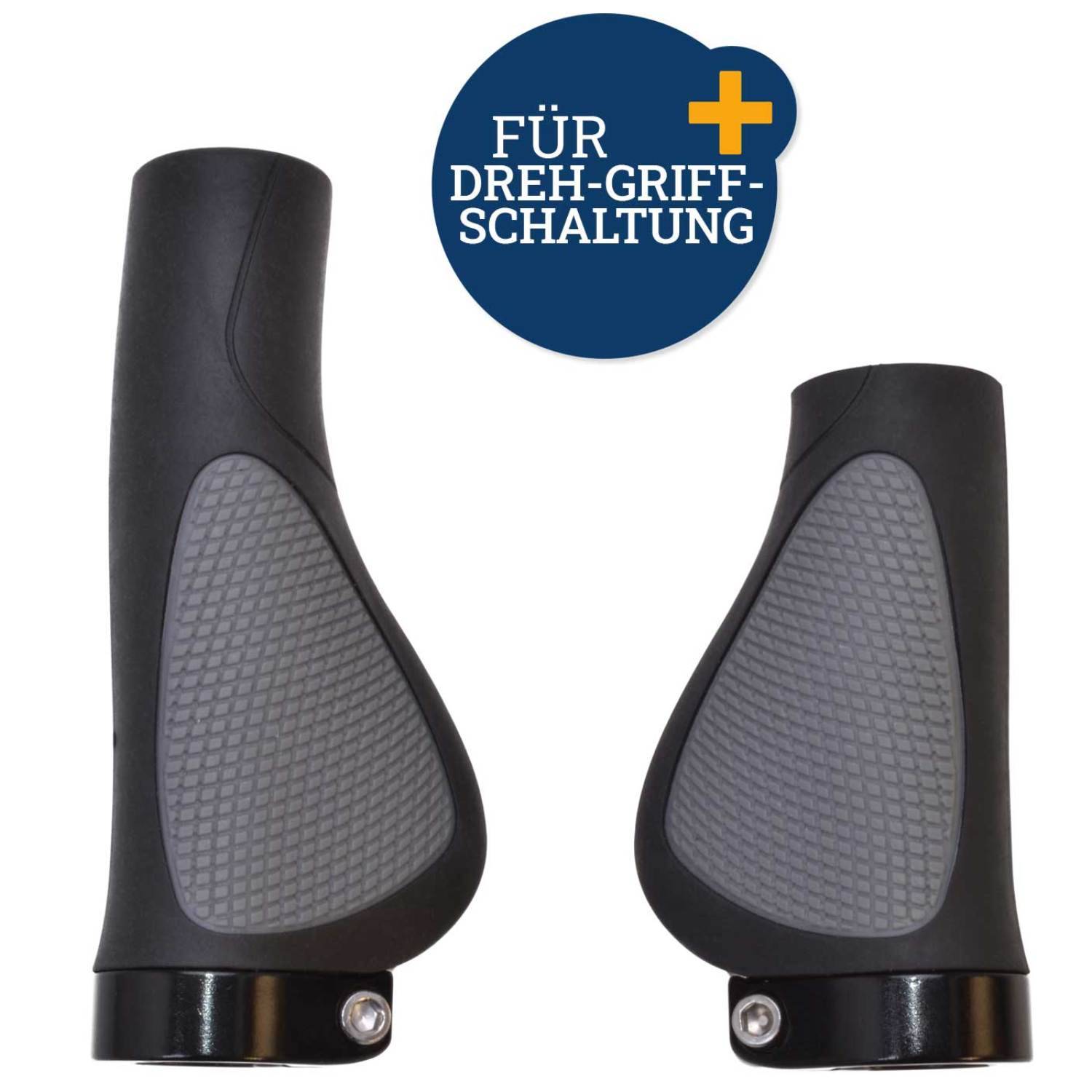 Set Fahrradgriffe Ergo-Grip Schwarz für Dreh-Griff-Schaltung