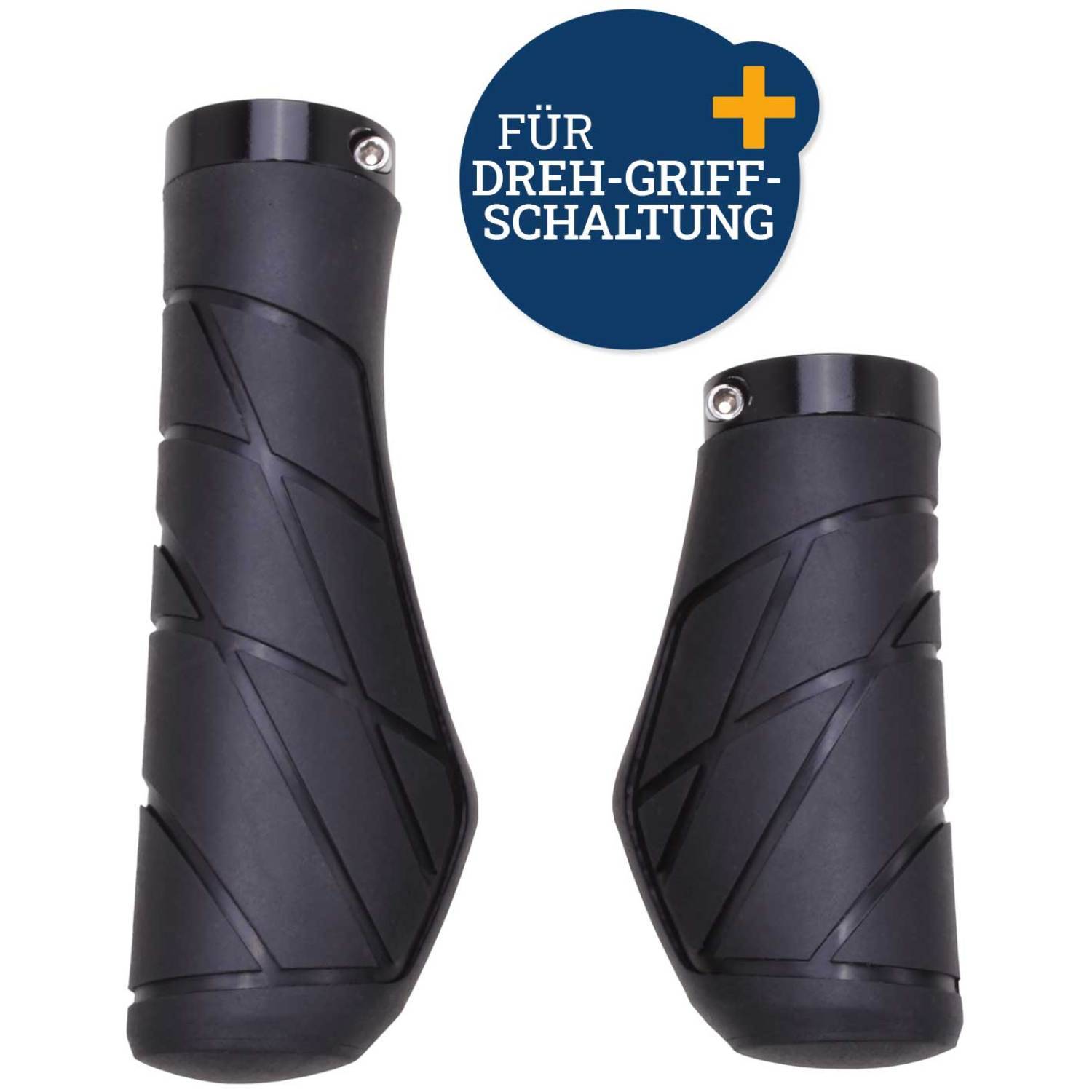 Set Fahrradgriffe Ergo-Grip Schwarz für Dreh-Griff-Schaltung