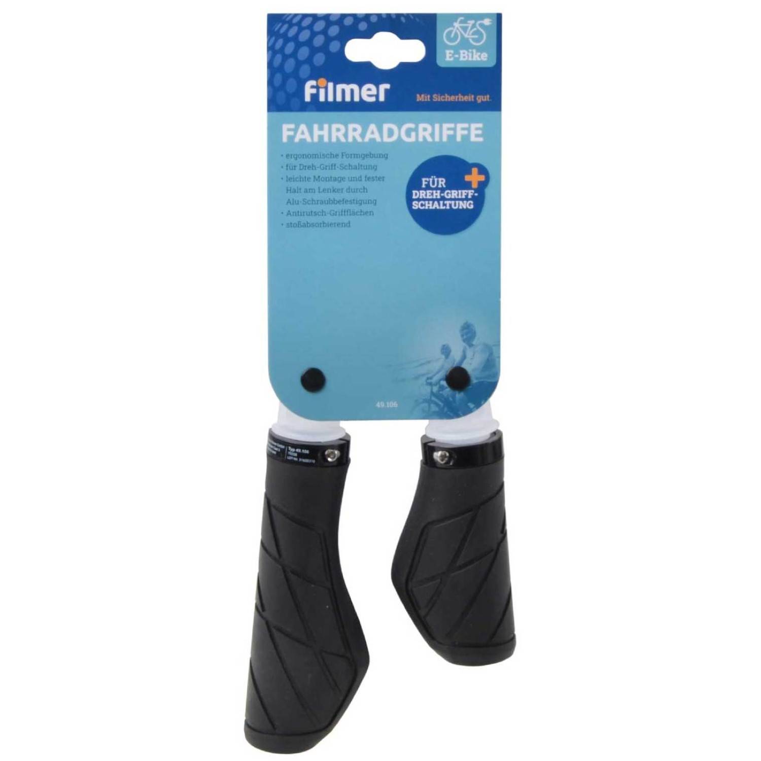 Set Fahrradgriffe Ergo-Grip Schwarz für Dreh-Griff-Schaltung