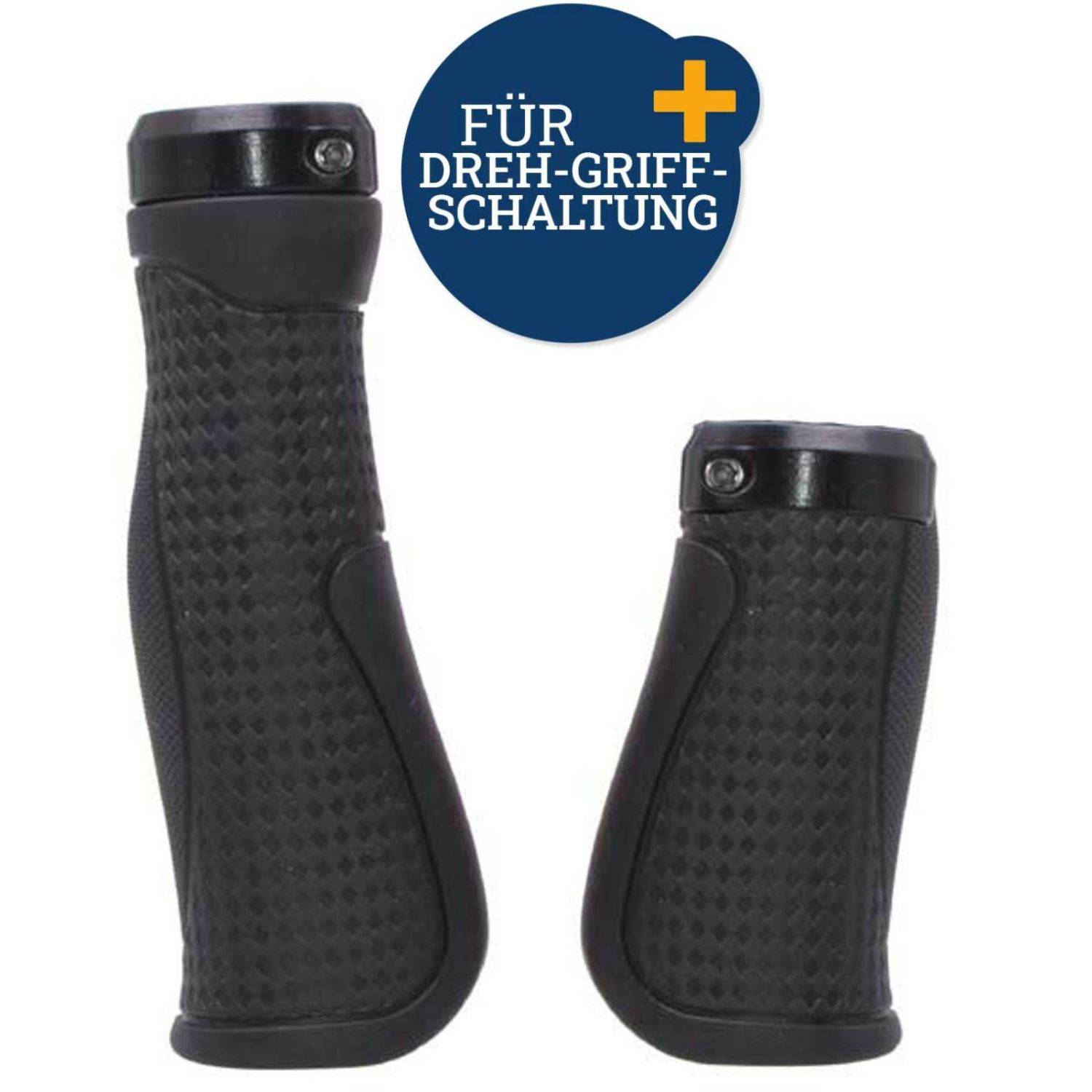 Set Fahrradgriffe Ergo-Grip Schwarz für Dreh-Griff-Schaltung