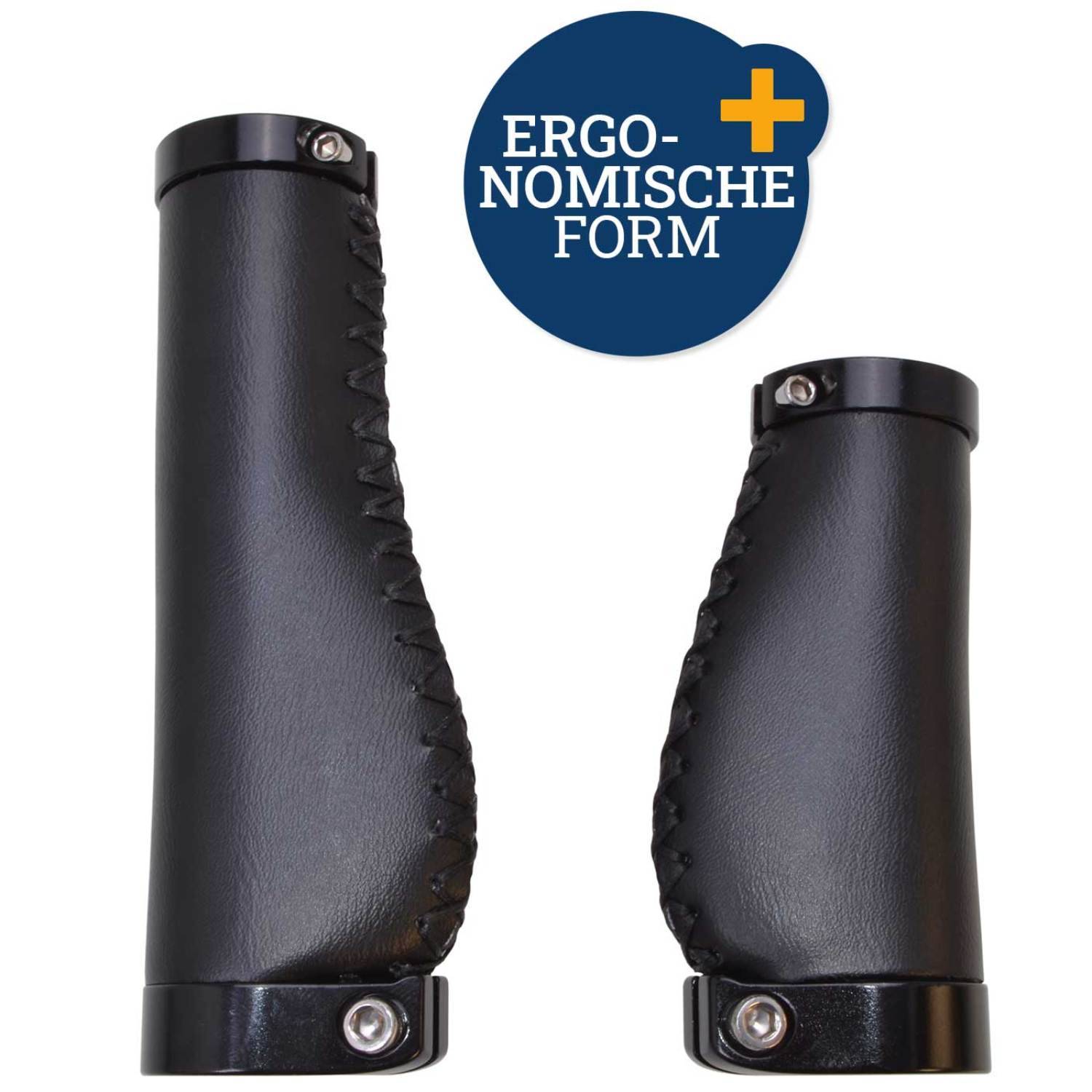 Set Fahrradgriffe Ergo-Grip Leder-Optik für Dreh-Griff-Schaltung Schwarz