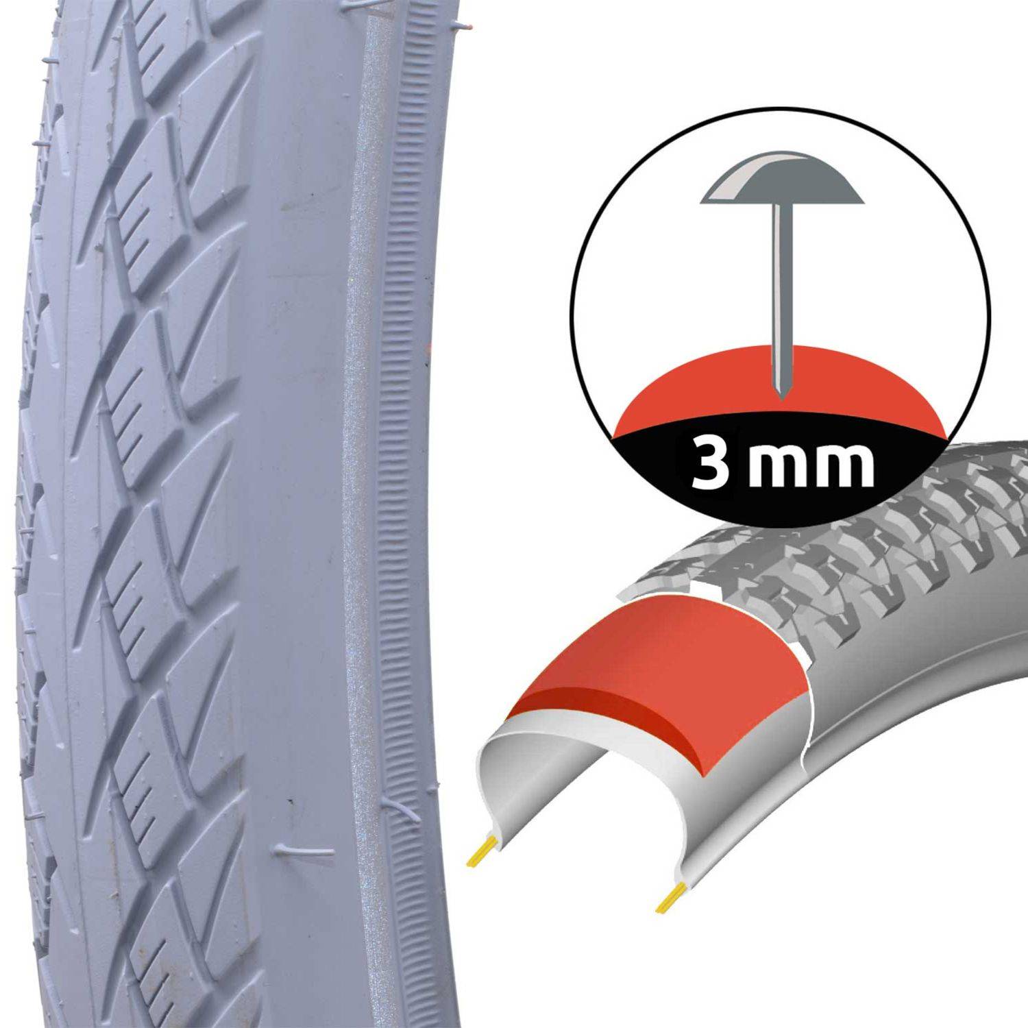 Fahrrad-Reifen Grau Retro Style 28" 50-622 Pannensicher