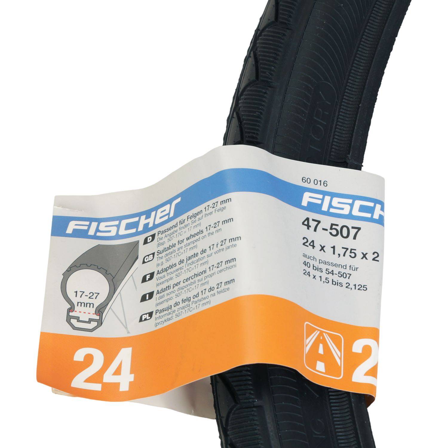 2x Fahrrad-Reifen Schwarz Straße 24" x 1.75 ETRTO 47-507