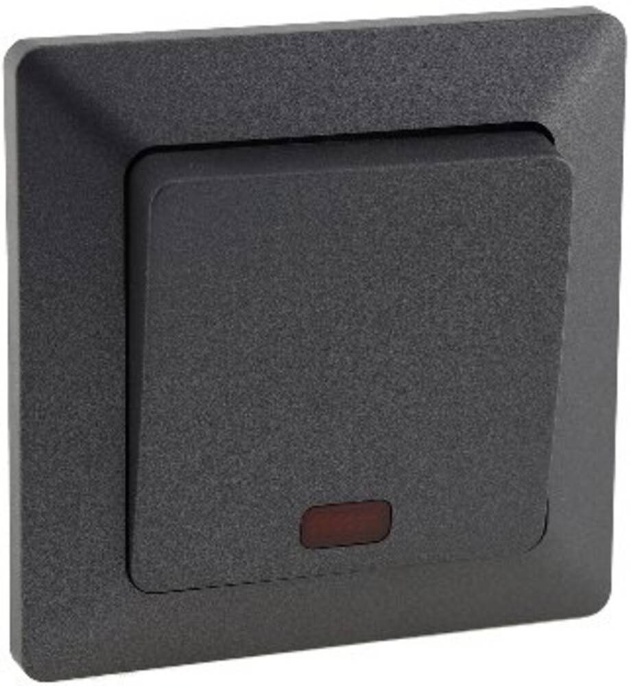 ChiliTec 23039 MILOS Kontroll-Schalter mit Lämpchen 250V~/ 10A, inkl. Rahmen, UP, Anthrazit