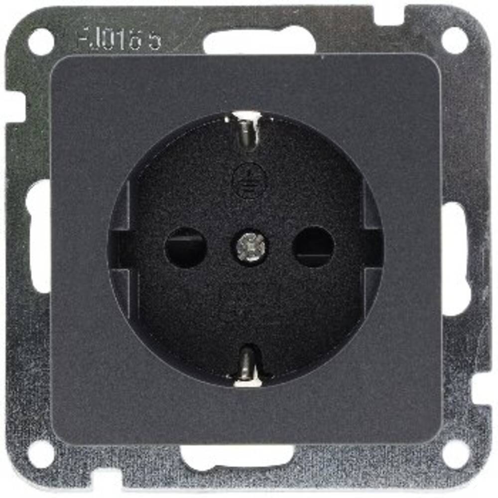 ChiliTec 23036 MILOS Schutzkontakt-Steckdose, Anthrazit 250V~/ 16A, OHNE Rahmen, Klemmanschluss