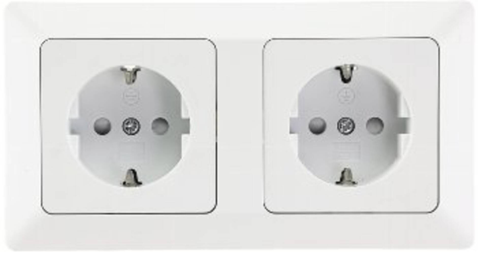ChiliTec 22930 MILOS Set 2 Steckdosen + 2-fach Rahmen 250V~/ 16A, Steckanschluss, Matt-weiß