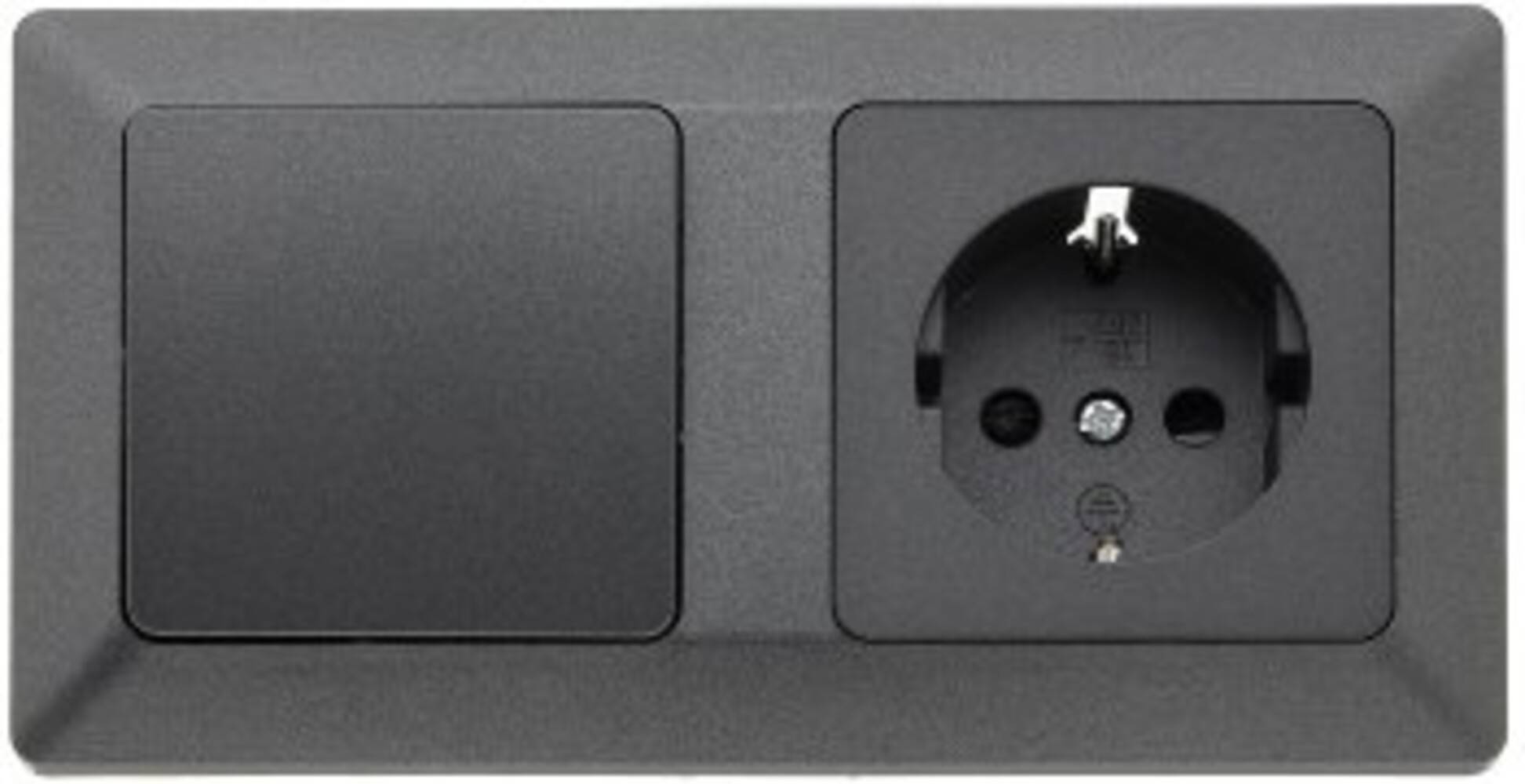 ChiliTec 23121 MILOS Set Steckdose + Schalter + Rahmen 250V~/ 16A, Steckanschluss, Anthrazit