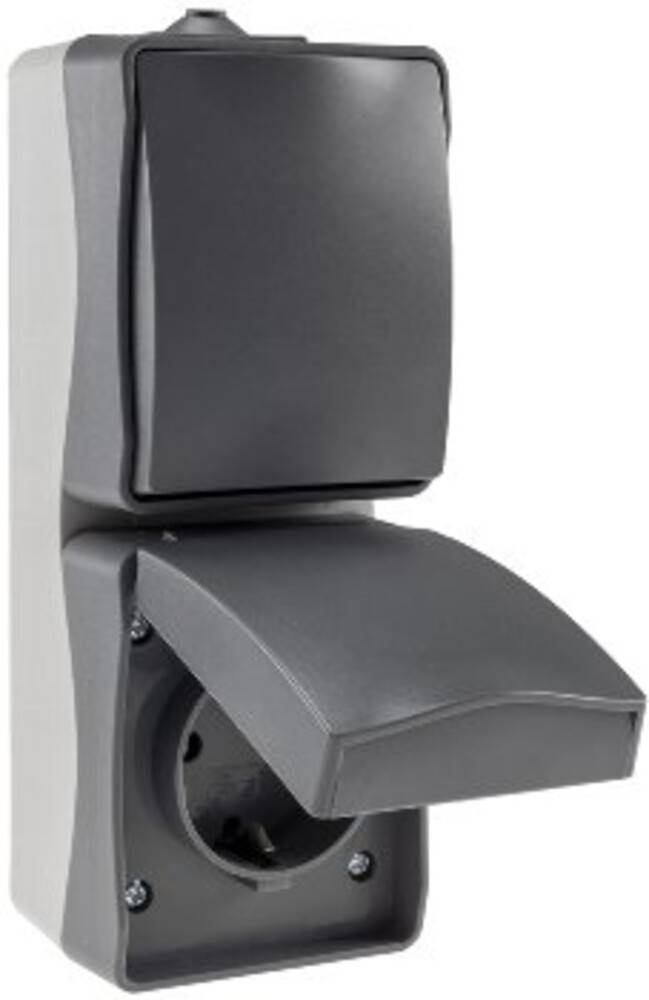 ChiliTec 23367 NUQUI Feuchtraum Schalter & Steckdose IP54, Aufputz, 250V~/ 10A/16A, Vertikal