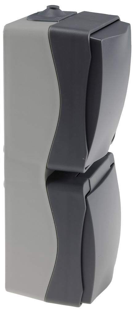 ChiliTec 23367 NUQUI Feuchtraum Schalter & Steckdose IP54, Aufputz, 250V~/ 10A/16A, Vertikal