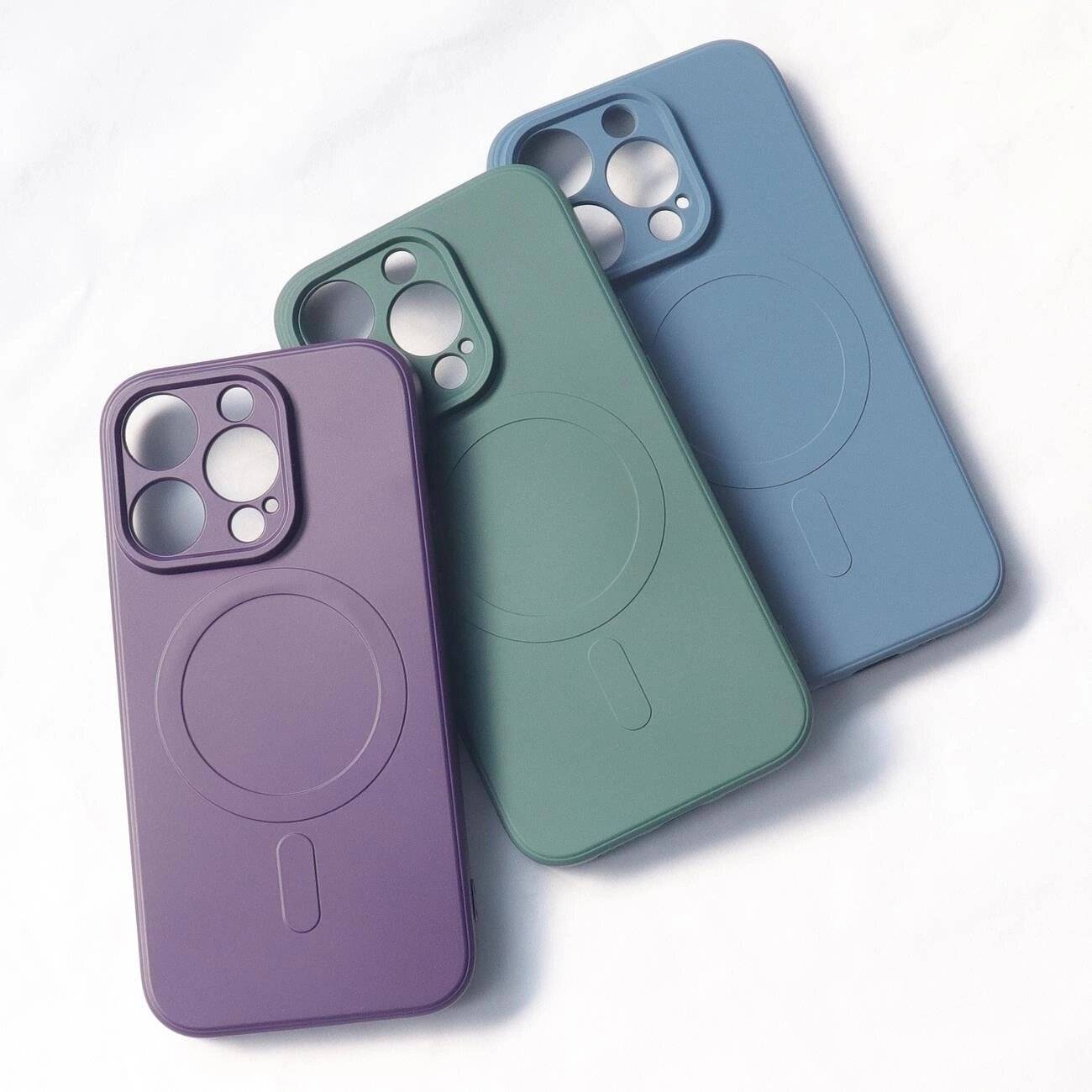 MagSafe-kompatible Silikonhülle iPhone 15 Pro Max – Marineblau