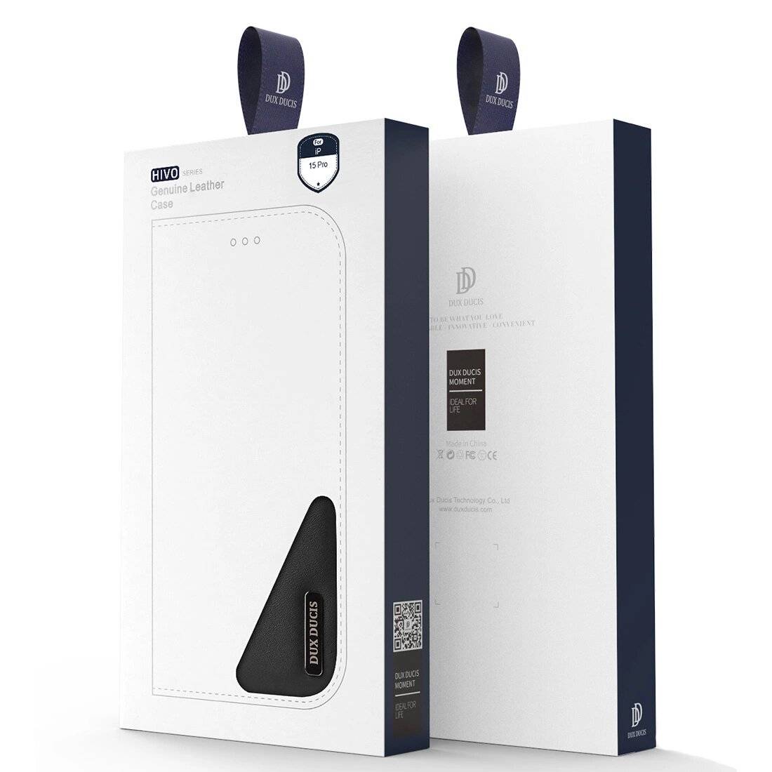 Dux Ducis Hivo iPhone 15 Plus Brieftaschenetui RFID-Blockierung – Braun