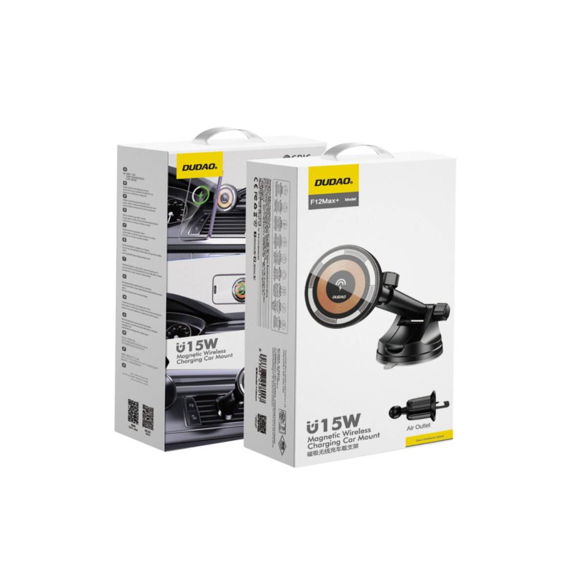 Dudao F12MAX+ Magnetische Autohalterung mit MagSafe-Induktionsladegerät 15 W, für Cockpit & Lüftung, Schwarz