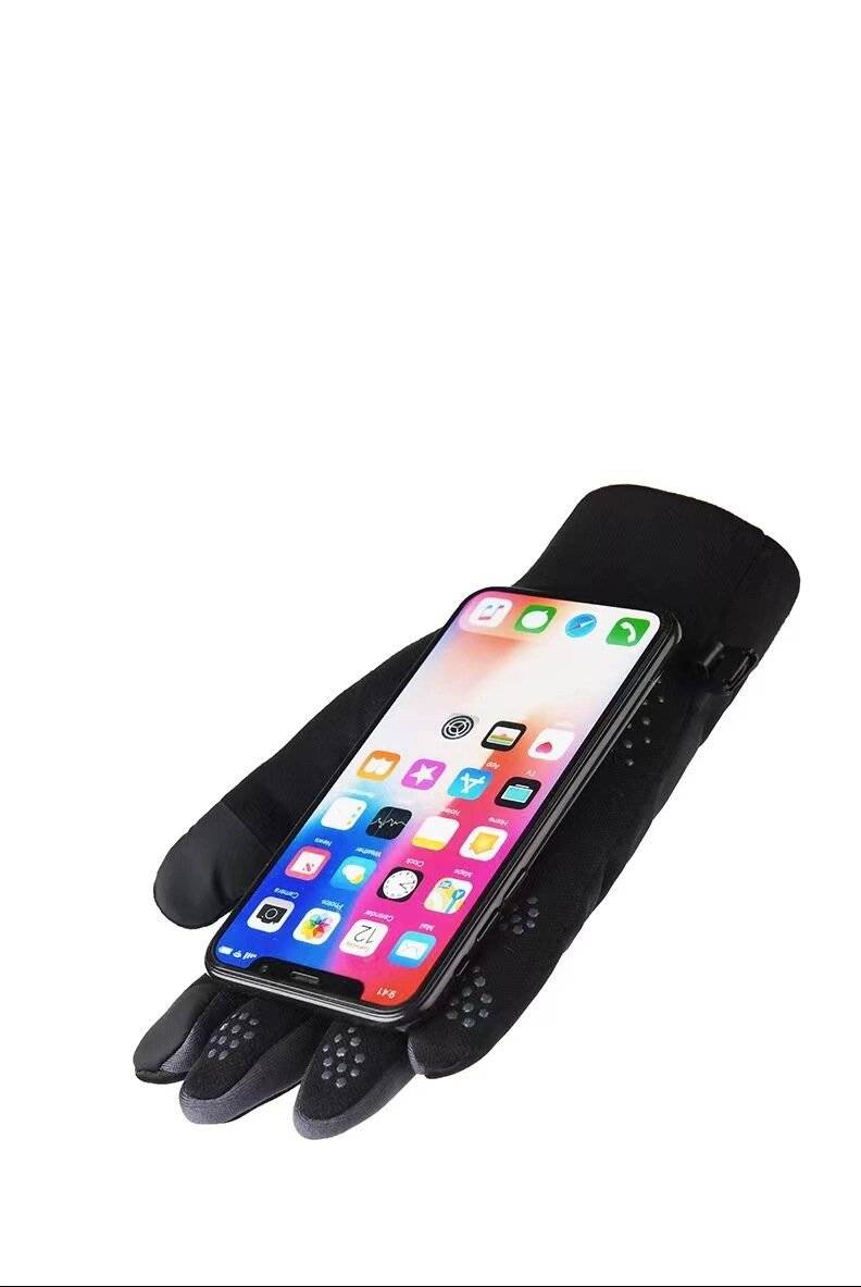 Winddichte Handyhandschuhe Herren – Schwarz Grau