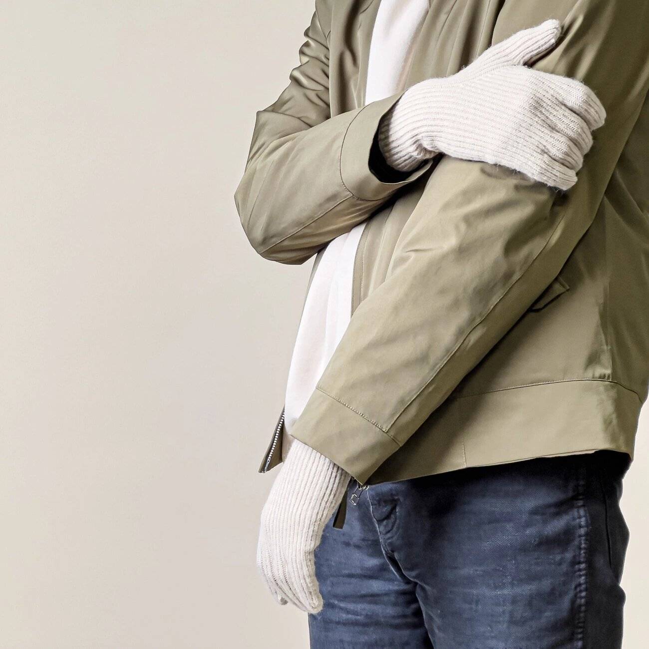 Geflochtene Telefonhandschuhe Aussparungen Finger – beige