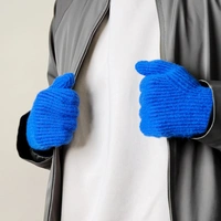 Geflochtene Telefonhandschuhe Aussparungen Finger – blau Geflochtene Telefonhandschuhe Aussparungen Finger – blau