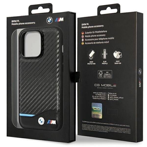 Hülle BMW BMHCP13L22NBCK iPhone 13 Pro / 6,1" schwarz/schwarz Hardcase Leder Carbon