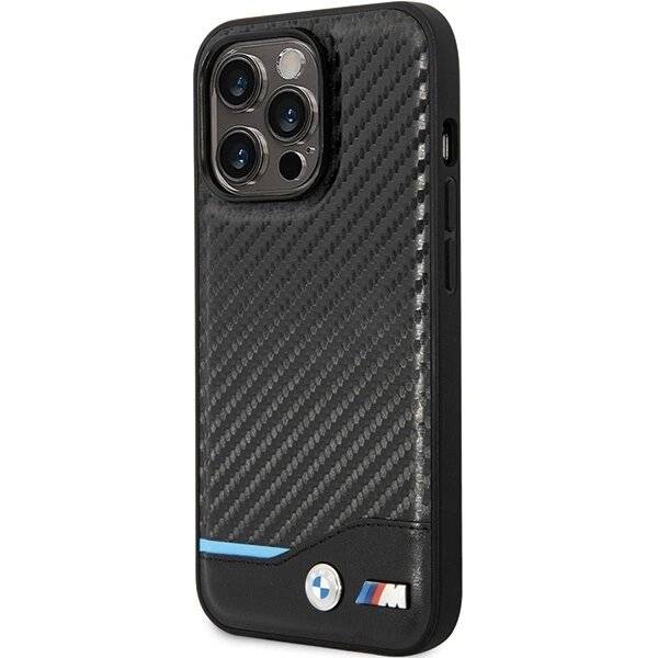 Hülle BMW BMHCP13L22NBCK iPhone 13 Pro / 6,1" schwarz/schwarz Hardcase Leder Carbon