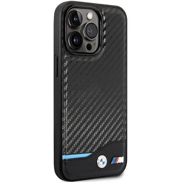 Hülle BMW BMHCP13L22NBCK iPhone 13 Pro / 6,1" schwarz/schwarz Hardcase Leder Carbon