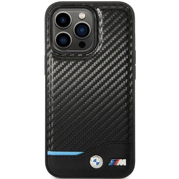 Hülle BMW BMHCP13L22NBCK iPhone 13 Pro / 6,1" schwarz/schwarz Hardcase Leder Carbon