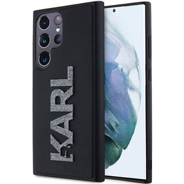 Karl Lagerfeld 3D Rubber Glitter Logo Hülle Samsung Galaxy S23 Ultra – Schwarz