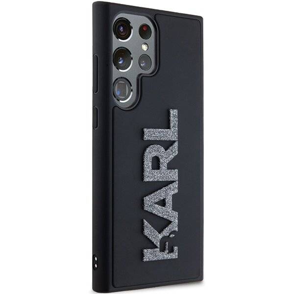 Karl Lagerfeld 3D Rubber Glitter Logo Hülle Samsung Galaxy S23 Ultra – Schwarz