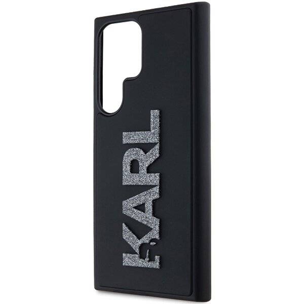 Karl Lagerfeld 3D Rubber Glitter Logo Hülle Samsung Galaxy S23 Ultra – Schwarz