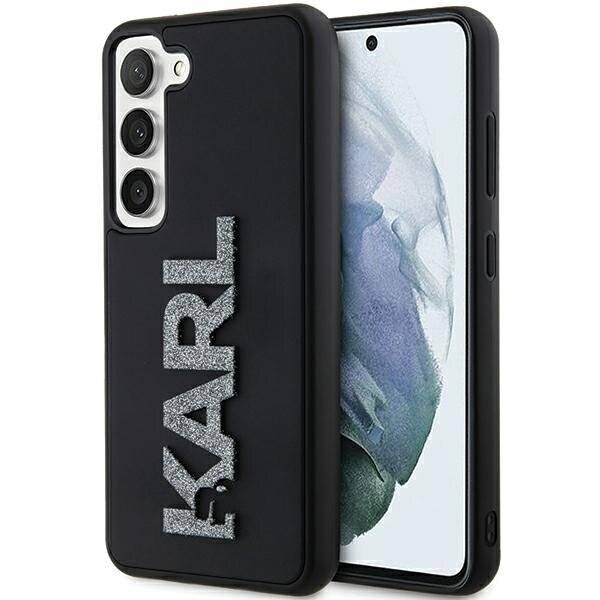 Karl Lagerfeld 3D Rubber Glitter Logo Hülle Samsung Galaxy S23+ – Schwarz