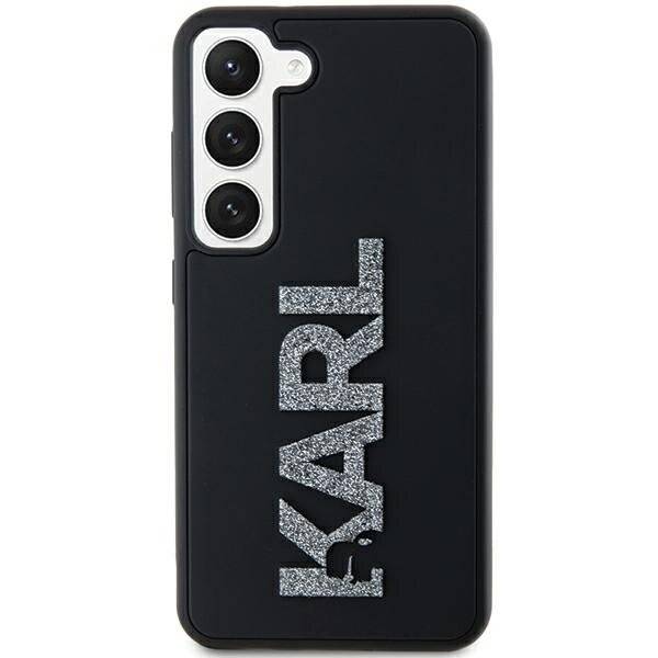 Karl Lagerfeld 3D Rubber Glitter Logo Hülle Samsung Galaxy S23+ – Schwarz