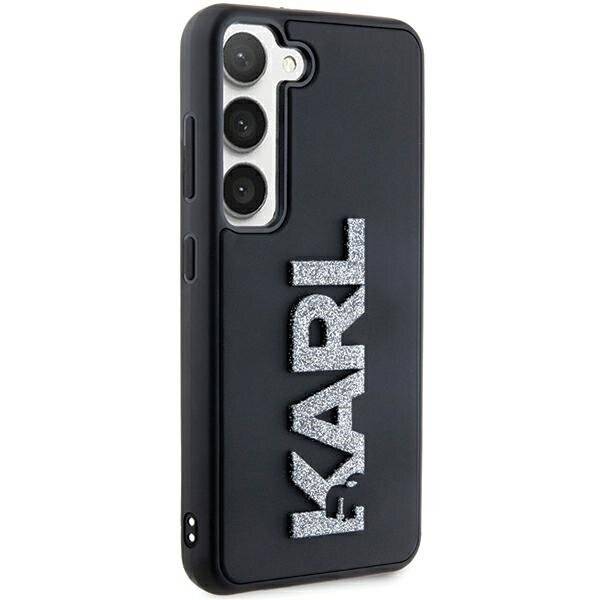 Karl Lagerfeld 3D Rubber Glitter Logo Hülle Samsung Galaxy S23+ – Schwarz