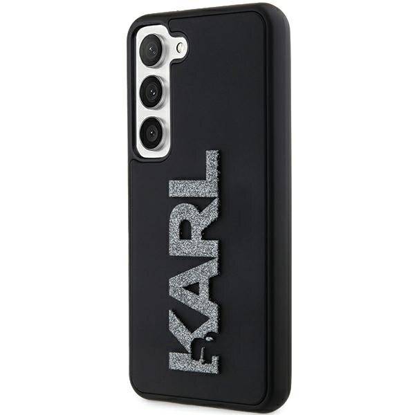 Karl Lagerfeld 3D Rubber Glitter Logo Hülle Samsung Galaxy S23+ – Schwarz