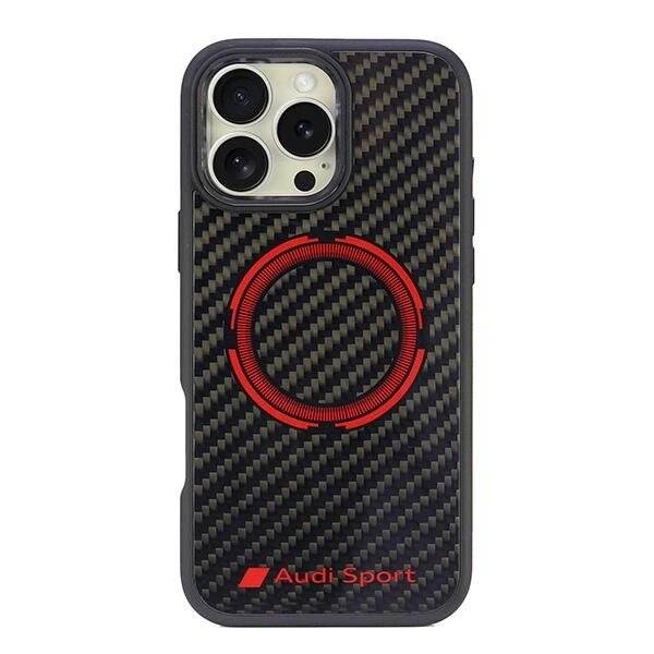 Audi Carbon Fiber Sport Red Circle MagSafe Case iPhone 16 Pro Max 6,9″ - Schwarz