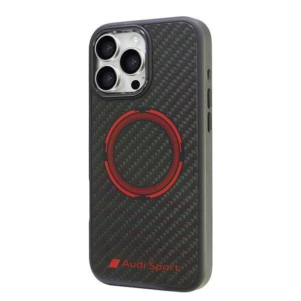 Audi Carbon Fiber Sport Red Circle MagSafe Case iPhone 16 Pro Max 6,9″ - Schwarz