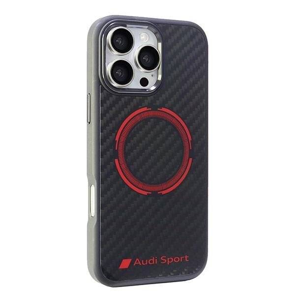 Audi Carbon Fiber Sport Red Circle MagSafe Case iPhone 16 Pro Max 6,9″ - Schwarz