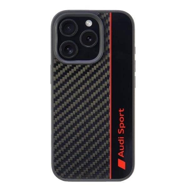 Audi Carbon Fiber Stripe iPhone 16 Pro 6,3″ schwarz/schwarz Hardcase AUS-TPUPCIP16P-R8/D1-BK