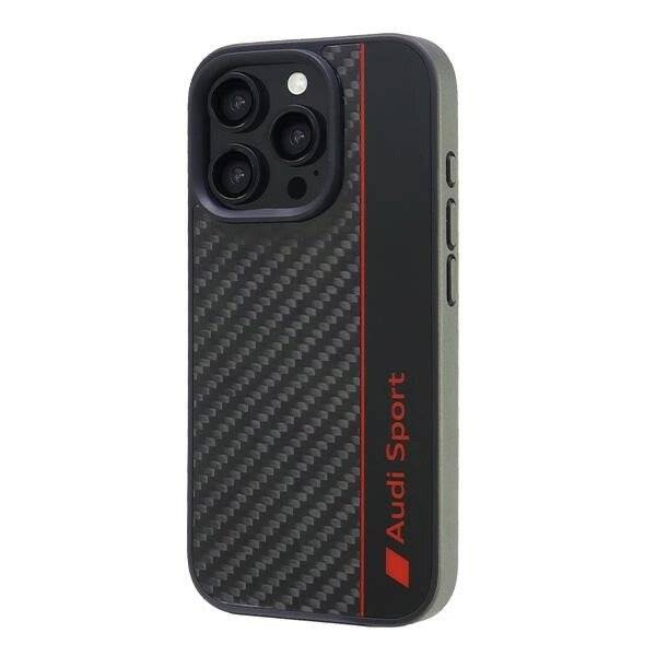 Audi Carbon Fiber Stripe iPhone 16 Pro 6,3″ schwarz/schwarz Hardcase AUS-TPUPCIP16P-R8/D1-BK