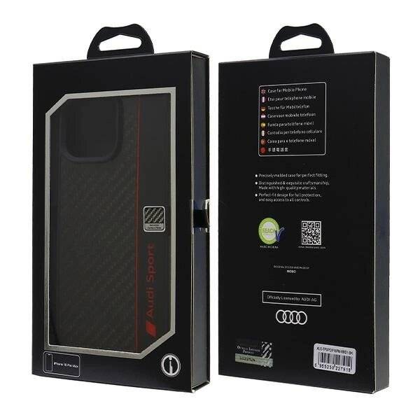 Audi Carbon Fiber Stripe iPhone 16 Pro Max 6,9″ schwarz/schwarz Hardcase AUS-TPUPCIP16PM-R8/D1-BK