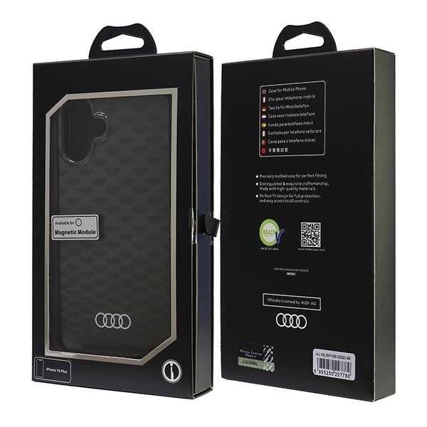 Audi IML Stitching Pattern MagSafe iPhone 16 Plus 6,7″ schwarz/schwarzes Hardcase