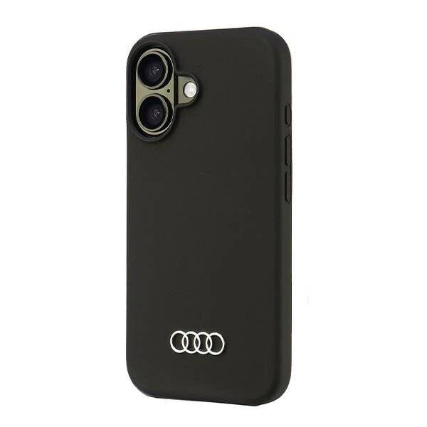 Audi Silikonhülle iPhone 16 6,1″ schwarz/schwarz Hardcase AU-LSRIP16-Q3/D1-BK
