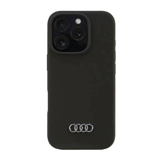 Audi Silikonhülle iPhone 16 Pro 6,3″ schwarz/schwarz Hardcase AU-LSRIP16P-Q3/D1-BK