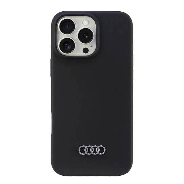 Audi Silikonhülle iPhone 16 Pro Max 6,9″ schwarz/schwarz Hardcase AU-LSRIP16PM-Q3/D1-BK