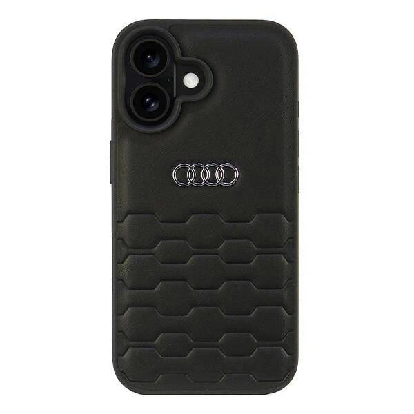 Audi Kunstleder iPhone 16 6,1″ schwarz/schwarz Hardcase AU-TPUPCIP16-GT/D2-BK