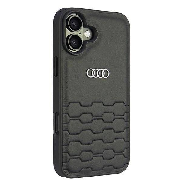 Audi Kunstleder iPhone 16 Plus 6,7″ schwarz/schwarz Hardcase AU-TPUPCIP16M-GT/D2-BK