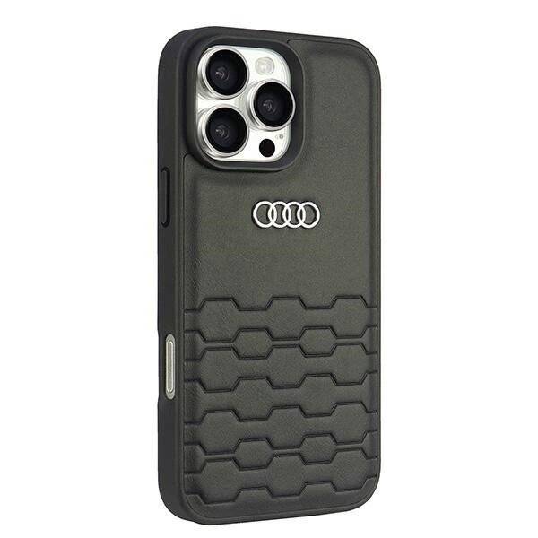 Audi Kunstleder iPhone 16 Pro Max 6,9″ schwarz/schwarz Hardcase AU-TPUPCIP16PM-GT/D2-BK