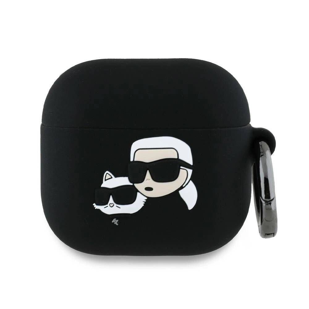 Karl Lagerfeld KLA4RUNKCHK AirPods 4 Hülle schwarz/schwarz Silikon Karl&Chaupette Head 3D